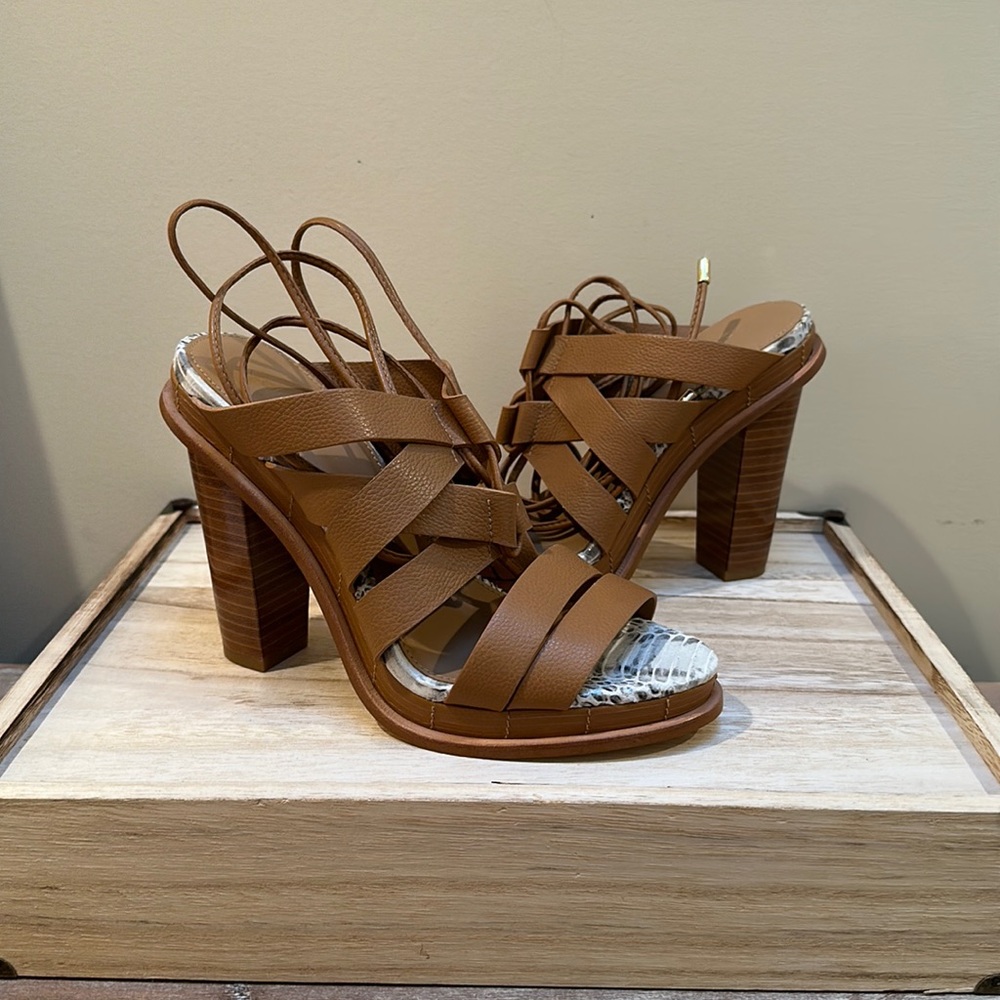 Calvin Klein Panelope Lace Up Platform Snakeskin Sandal